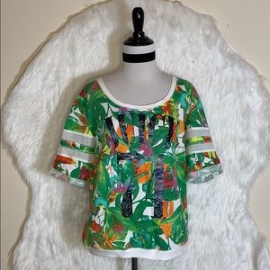 Juicy Couture Tropical Floral Leaves “74” Top